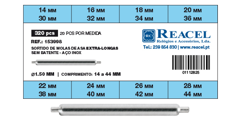 Sortido molas de asa extra-longas aço inox - 1.50 mm - 320 peças