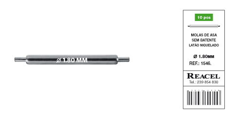 Molas de asa sem batente latão niquelado - 1.8 mm - várias