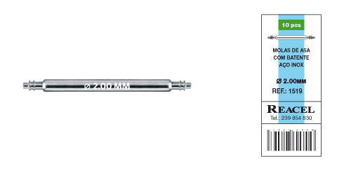 Molas de asa batente duplo aço inox - 2.0 mm - várias medidas