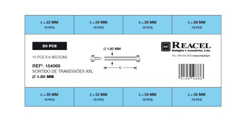 Sortido travessões pressão XXL aço inox - 1.80 mm - 80 peças