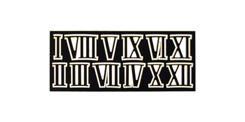 Números romanos em latão preto para mostrador - 10 mm